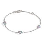 Armband Silber Zirkonia bunt rhodiniert Herz 14-16 cm verstellbar