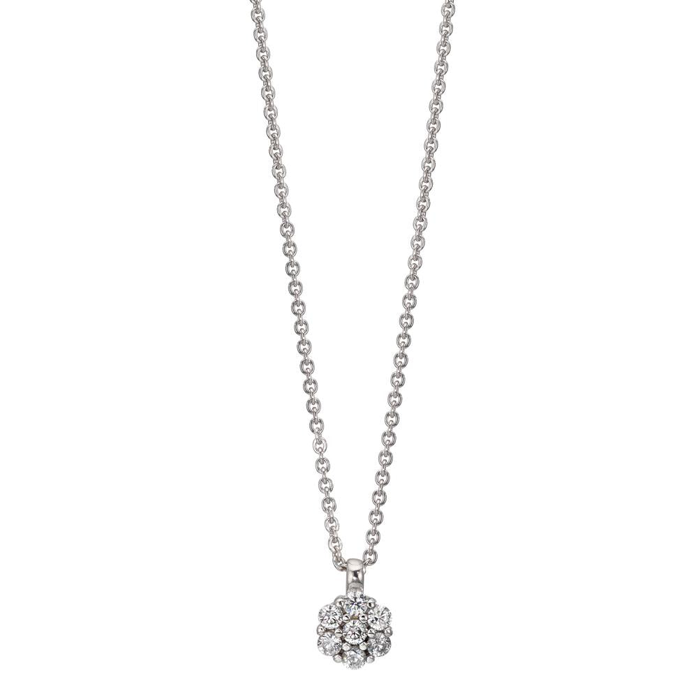 Collier Silber Zirkonia 7 Steine rhodiniert Blume 38 cm