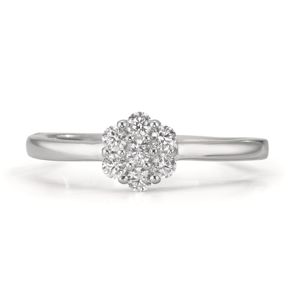 Fingerring Silber Zirkonia 7 Steine rhodiniert