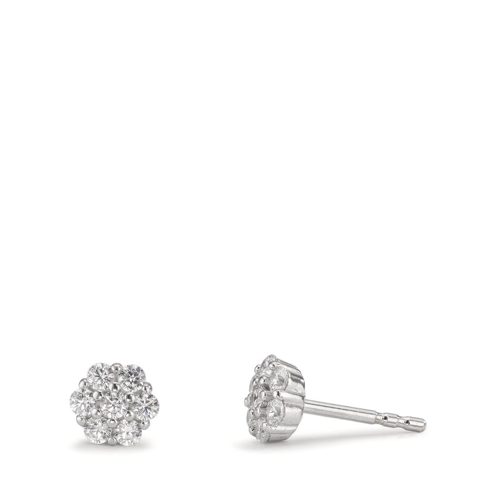 Ohrstecker Silber Zirkonia 14 Steine rhodiniert Blume