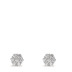 Ohrstecker Silber Zirkonia 14 Steine rhodiniert Blume