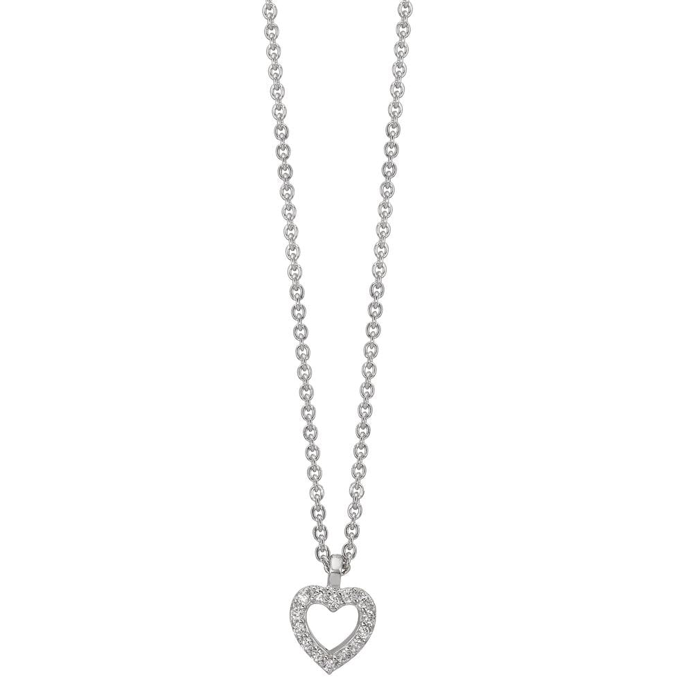 Collier Silber Zirkonia 16 Steine rhodiniert Herz 38-42 cm verstellbar