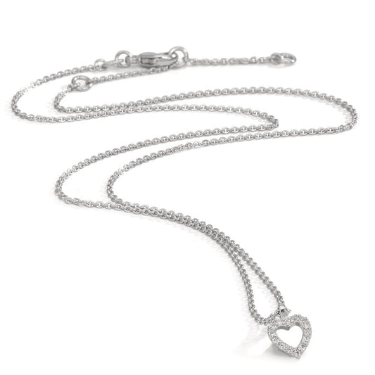 Collier Silber Zirkonia 16 Steine rhodiniert Herz 38-42 cm verstellbar