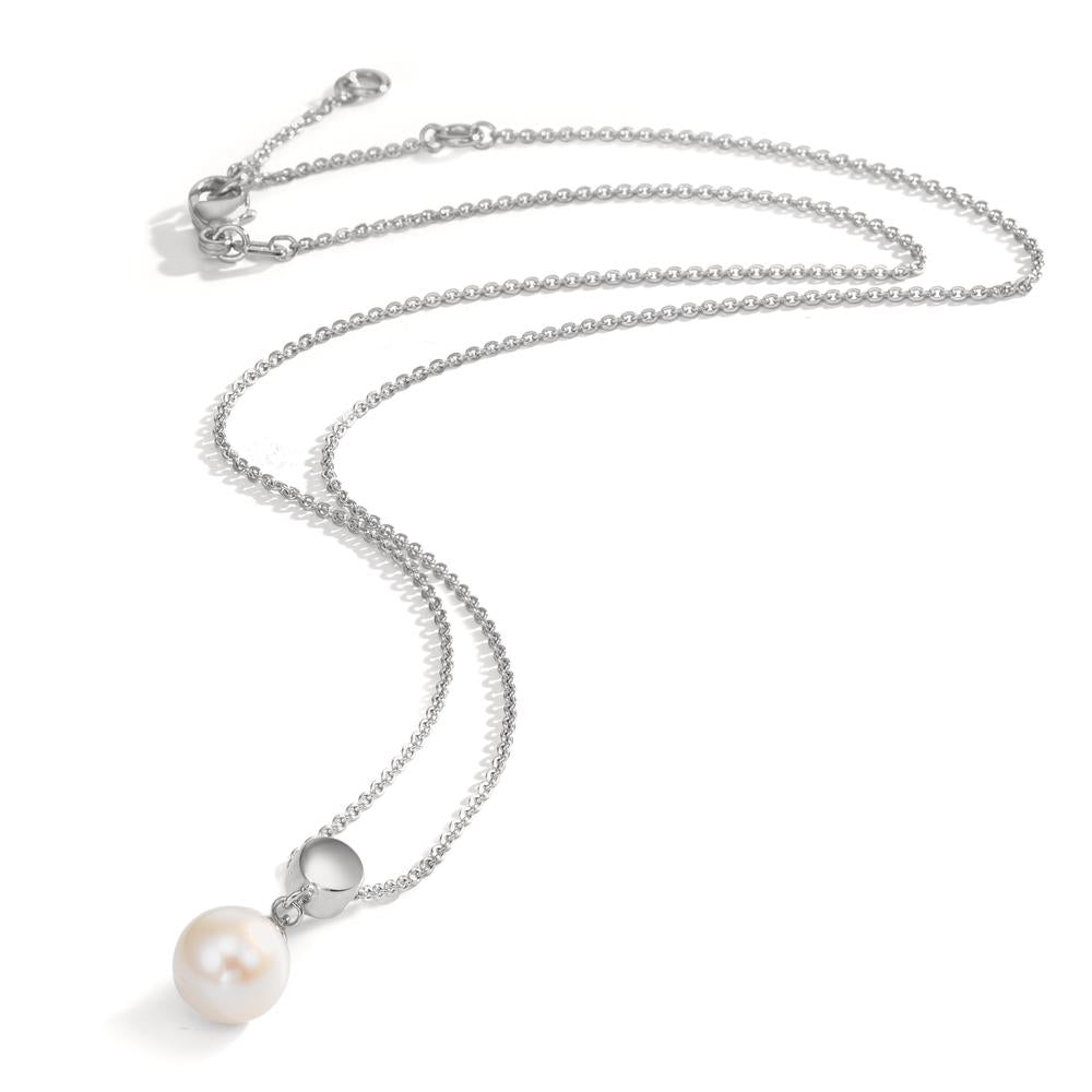 Collier Silber rhodiniert Süsswasserzuchtperlen 7.5-8 mm 38-42 cm verstellbar