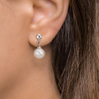 Ohrhänger Silber rhodiniert Süsswasserzuchtperle, 2 Perlen, 6.5 mm