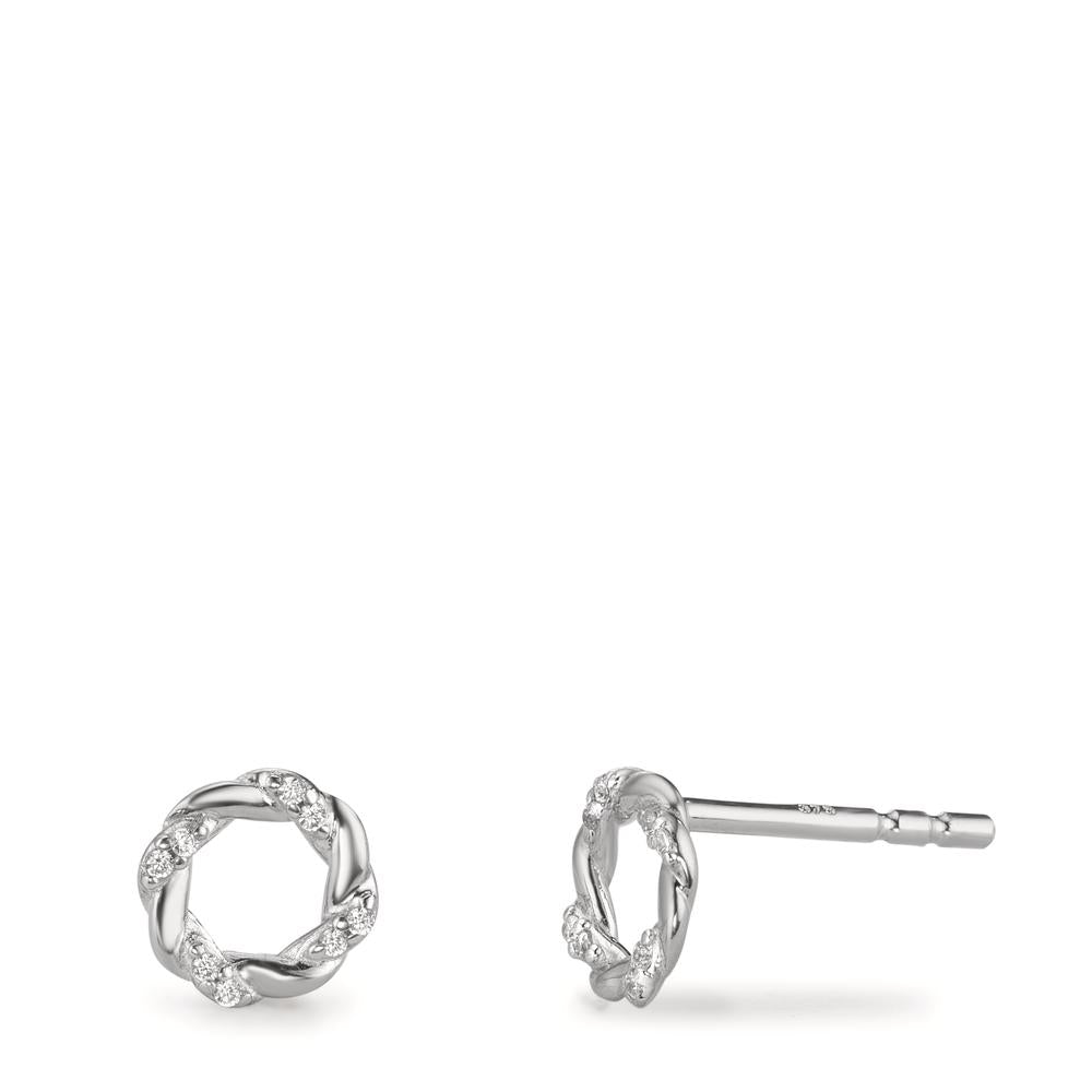 Ohrstecker Silber Zirkonia 16 Steine rhodiniert Ø6.5 mm