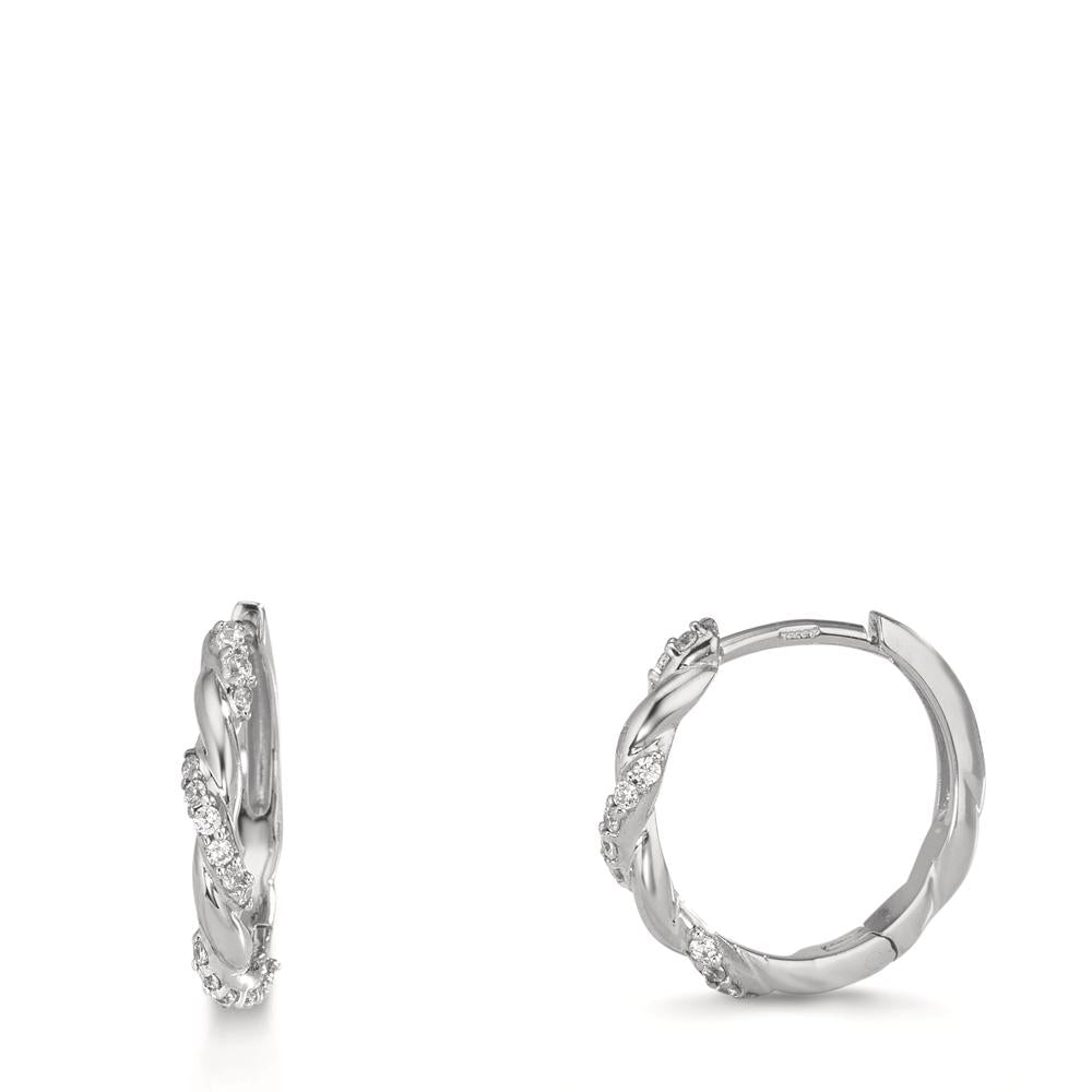 Klappcreolen Silber Zirkonia 26 Steine rhodiniert