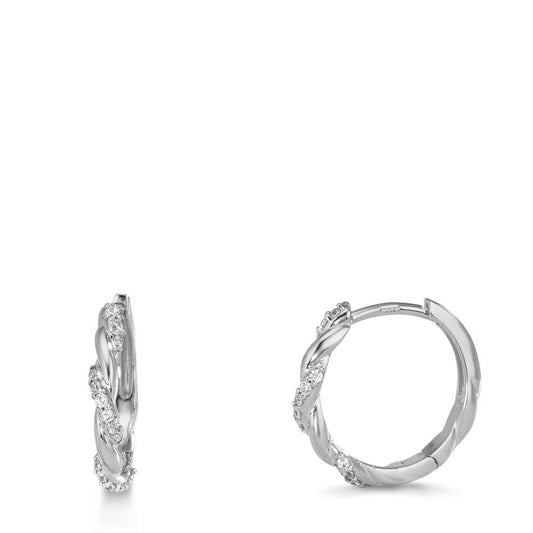 Klappcreolen Silber Zirkonia 26 Steine rhodiniert