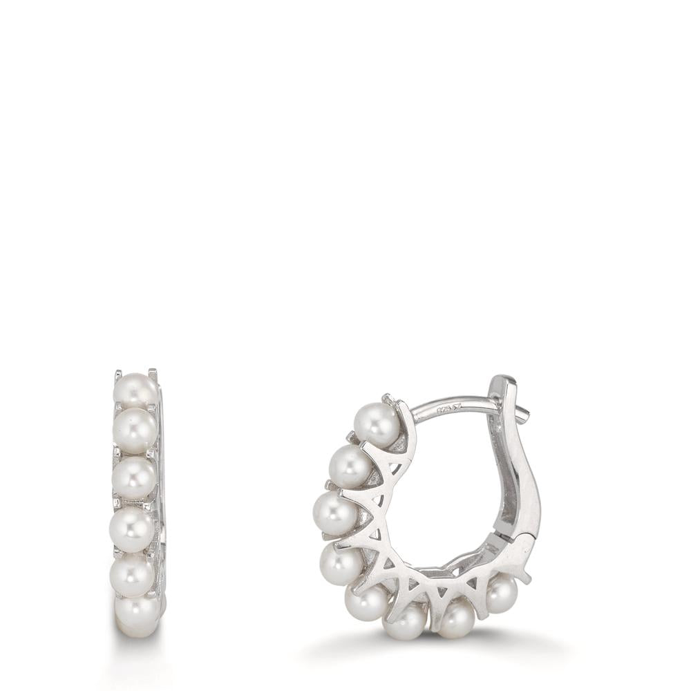 Klappcreolen Silber rhodiniert Süsswasserzuchtperle, 16 Perlen, 2.5 mm