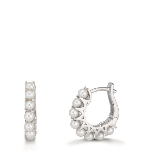 Klappcreolen Silber rhodiniert Süsswasserzuchtperle, 16 Perlen, 2.5 mm