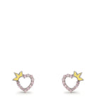 Ohrstecker Silber Zirkonia rosa rhodiniert Herz mit Krone Ø6.5 mm