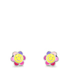 Ohrstecker Silber rhodiniert Smiley Ø6 mm