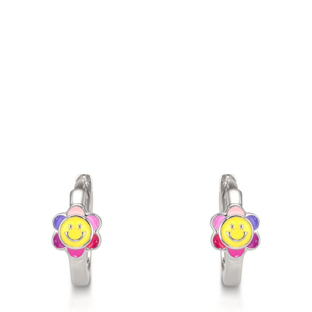 Klappcreolen Silber rhodiniert Smiley