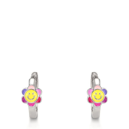 Klappcreolen Silber rhodiniert Smiley
