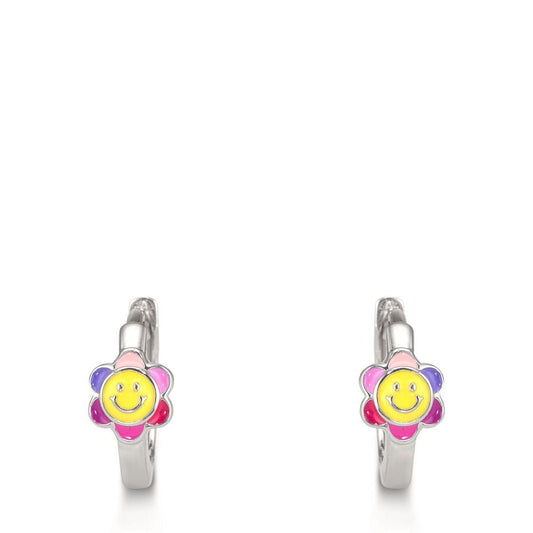 Klappcreolen Silber rhodiniert Smiley