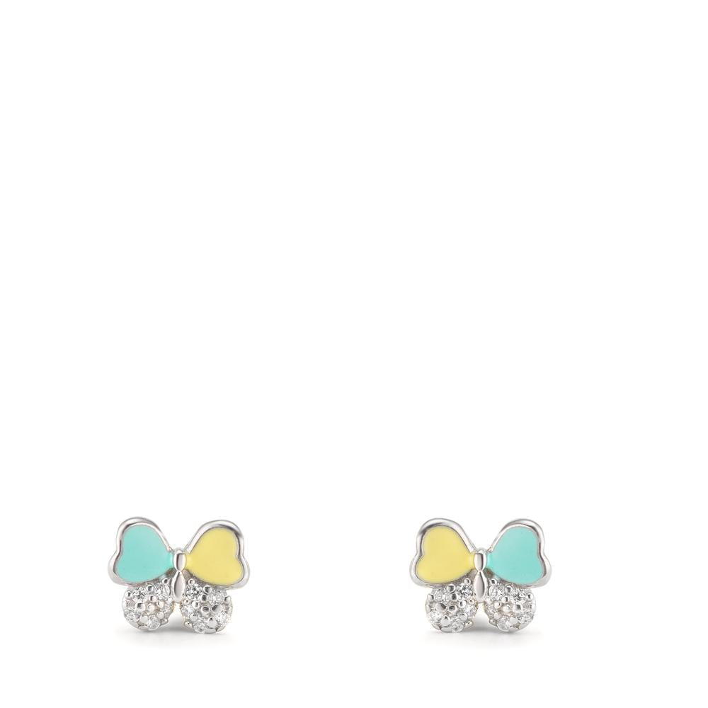 Ohrstecker Silber Zirkonia 20 Steine rhodiniert Schmetterling Ø6 mm