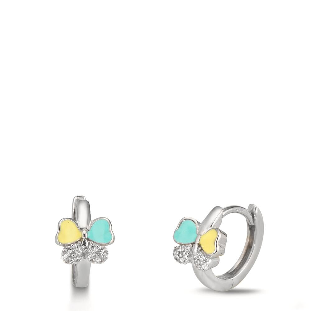 Klappcreolen Silber Zirkonia 20 Steine rhodiniert Schmetterling