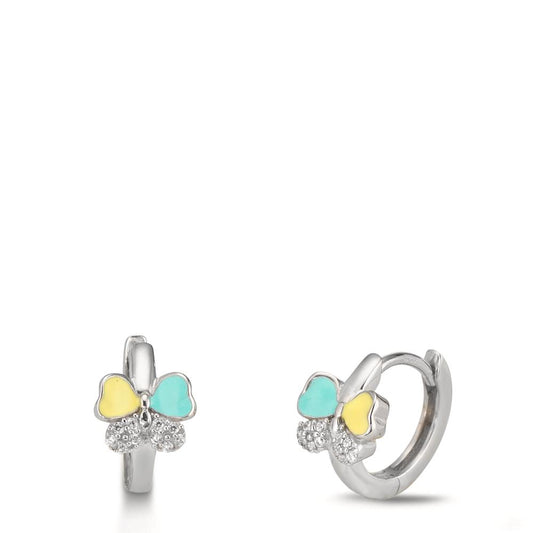 Klappcreolen Silber Zirkonia 20 Steine rhodiniert Schmetterling