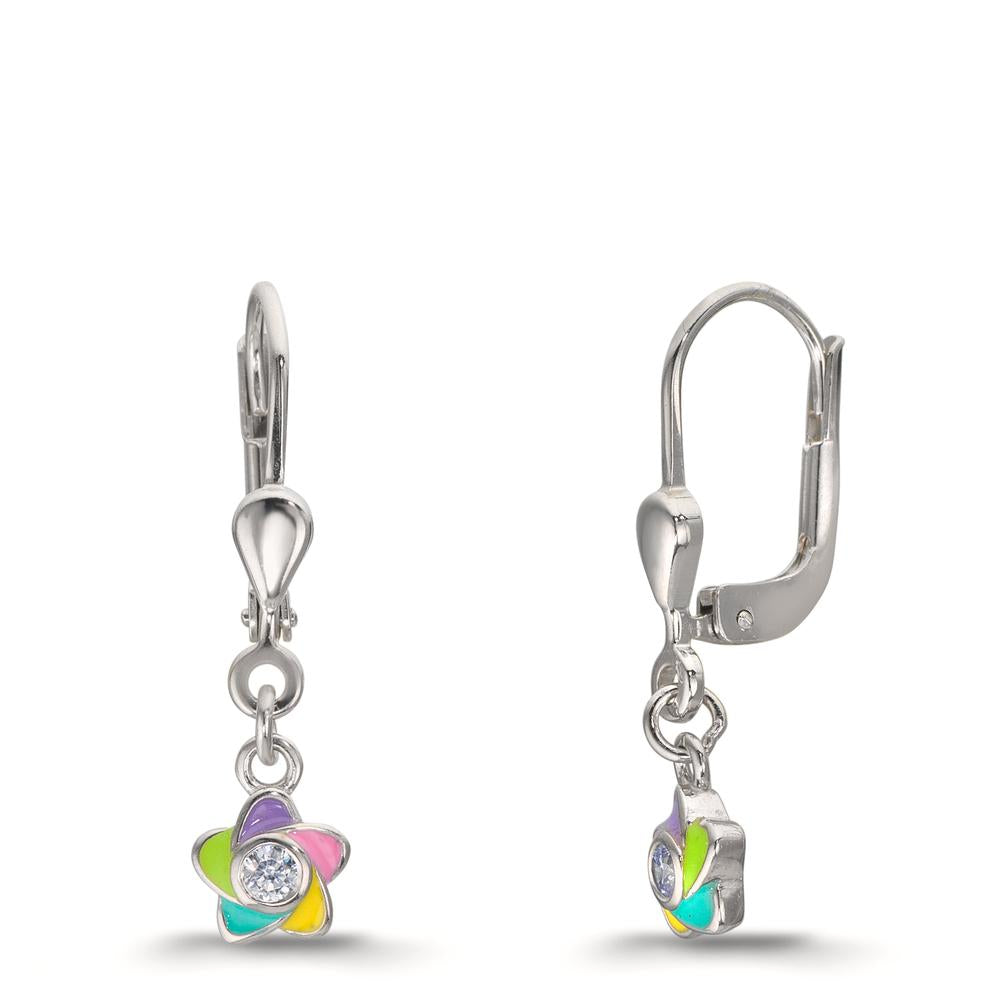 Ohrhänger Silber Zirkonia 2 Steine rhodiniert