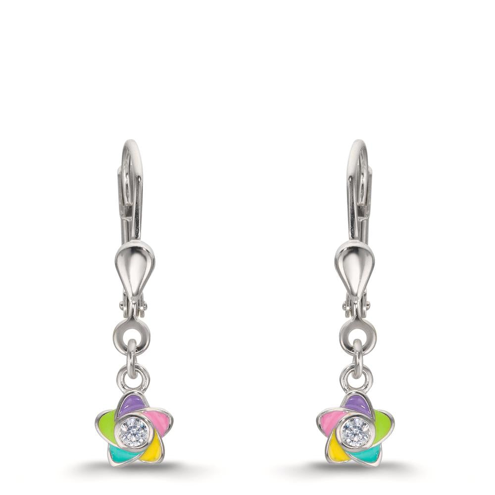 Ohrhänger Silber Zirkonia 2 Steine rhodiniert