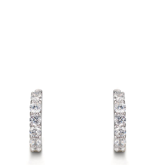 Klappcreolen Silber Zirkonia 16 Steine rhodiniert