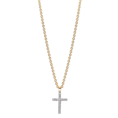 Collier 375/9 K Gelbgold Zirkonia 16 Steine Kreuz 38-42 cm verstellbar