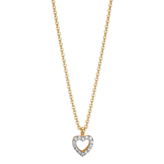 Collier 375/9 K Gelbgold Zirkonia Herz 38-42 cm verstellbar