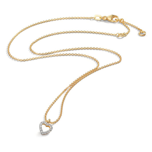 Collier 375/9 K Gelbgold Zirkonia Herz 38-42 cm verstellbar