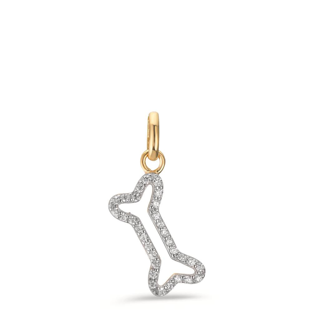Anhänger 375/9 K Gelbgold Zirkonia Knochen