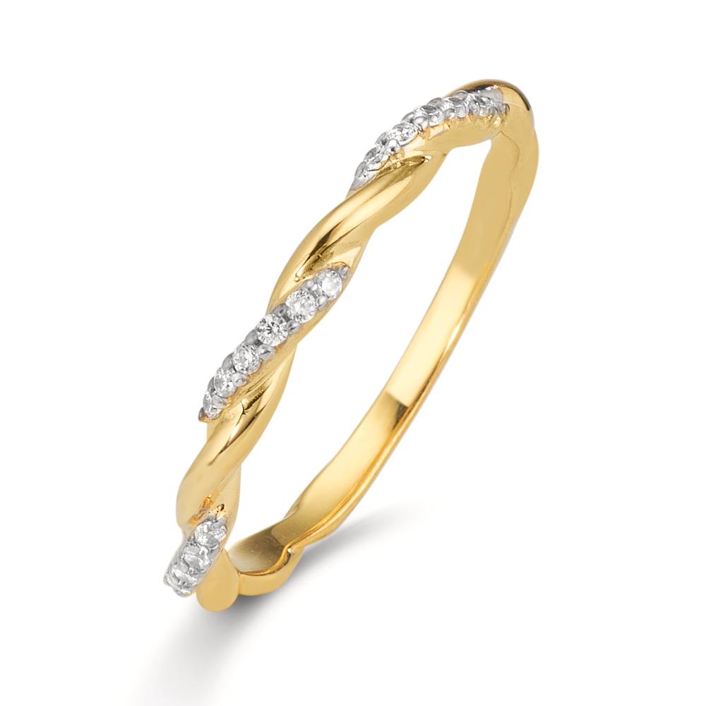 Fingerring 375/9 K Gelbgold Zirkonia 18 Steine