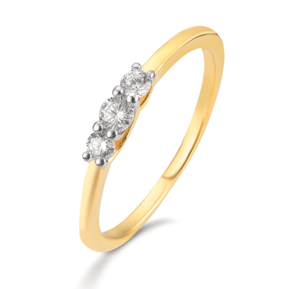 Fingerring 375/9 K Gelbgold Zirkonia 3 Steine