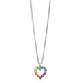 Halskette mit Anhänger Silber Zirkonia regenbogenfarbig rhodiniert Herz 36-38 cm verstellbar