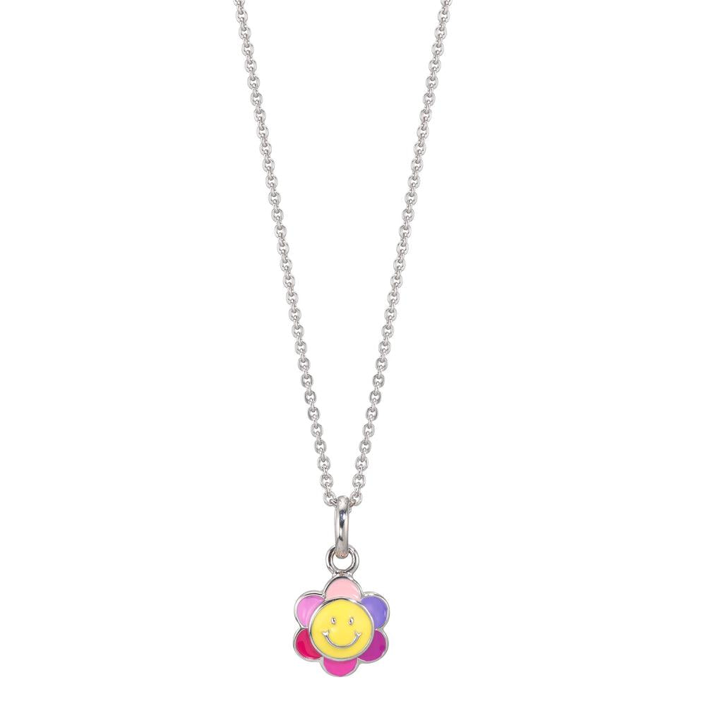 Halskette mit Anhänger Silber rhodiniert Smiley 36 cm