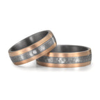 Partnerring 999 Tantal, 585/14 K Rosegold Diamanten 0.02 ct, w-si