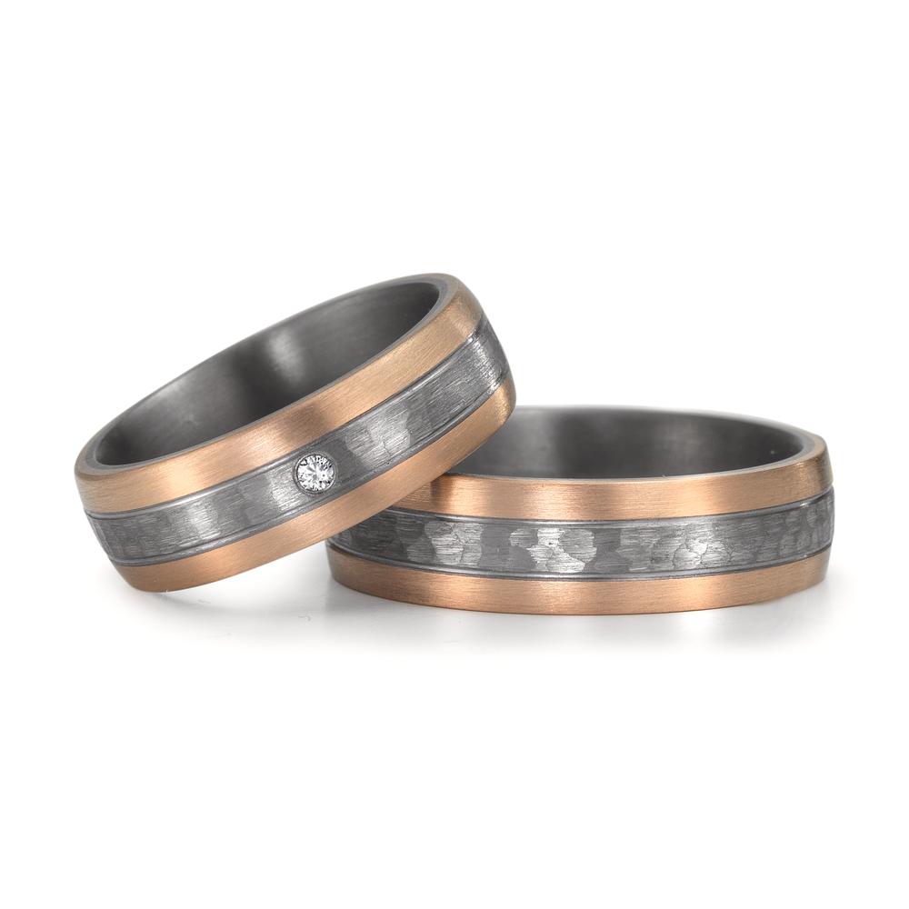 Partnerring 999 Tantal, 585/14 K Rosegold Diamanten 0.02 ct, w-si