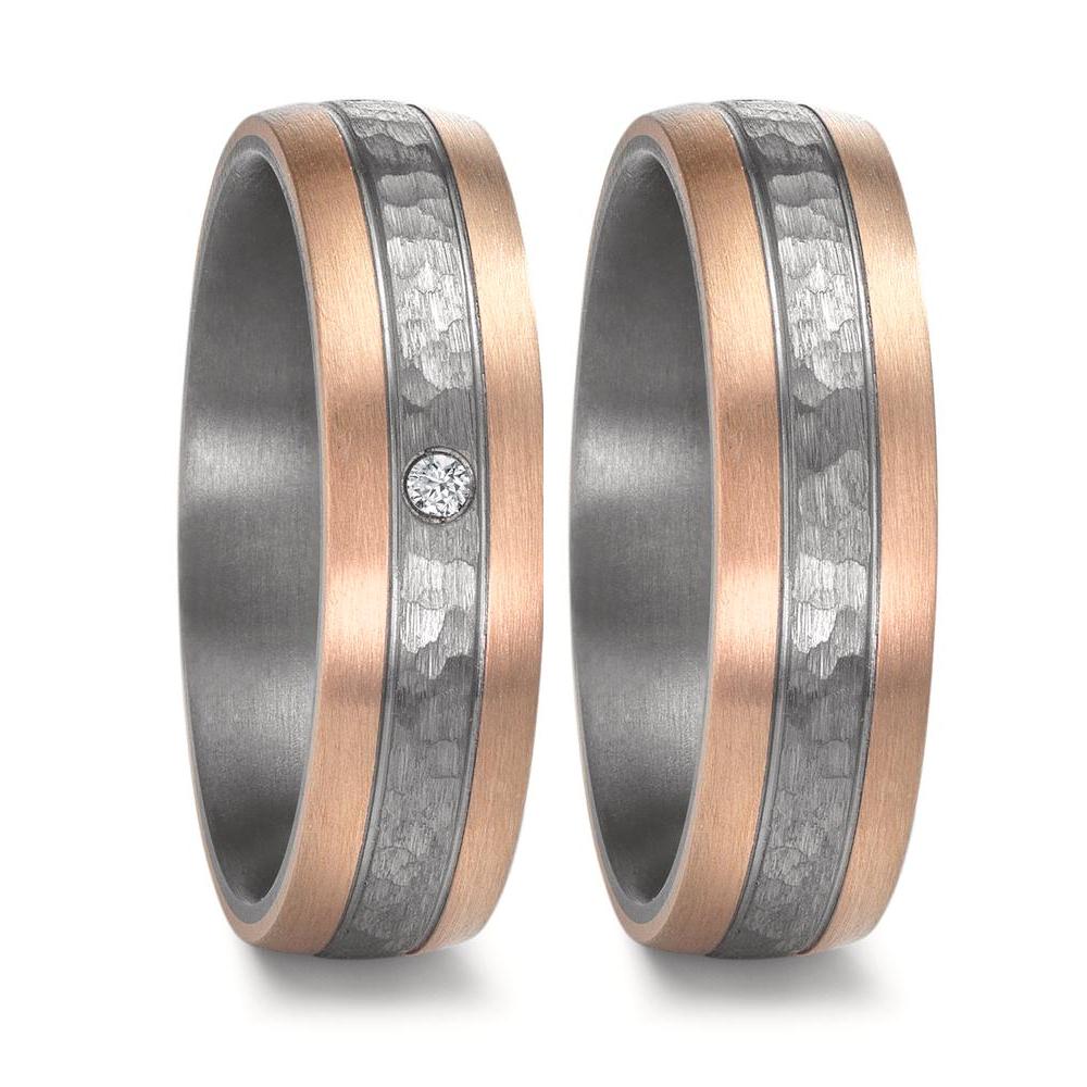 Partnerring 999 Tantal, 585/14 K Rosegold Diamanten 0.02 ct, w-si