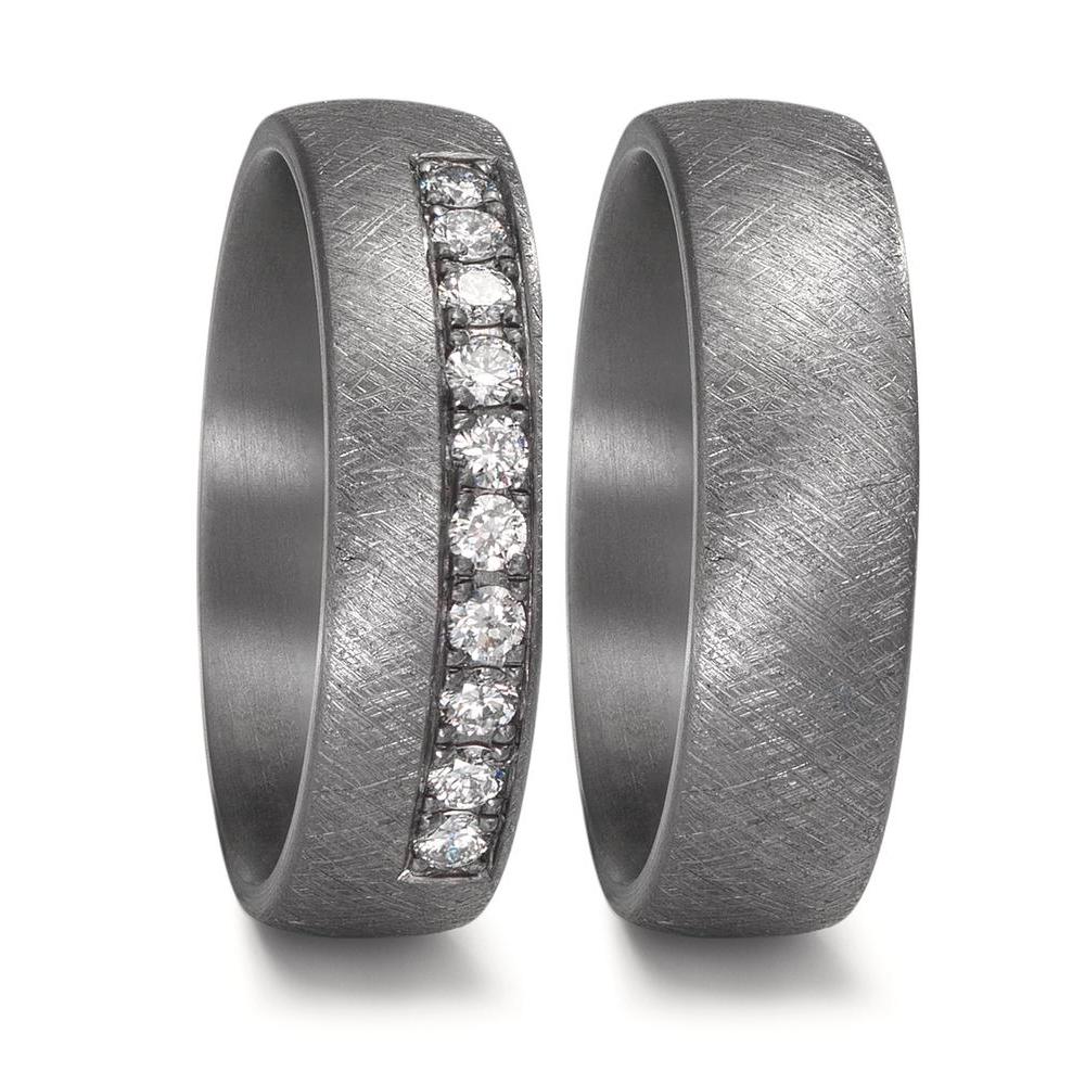 Partnerring 999 Tantal Diamant Lab Grown 0.25 ct, 10 Steine, tw-vsi