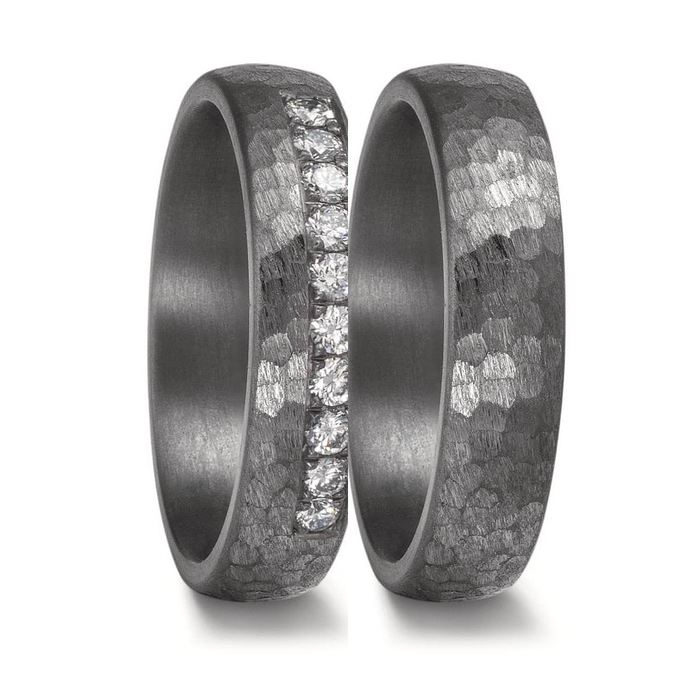 Partnerring 999 Tantal Diamant Lab Grown 0.25 ct, 10 Steine, tw-vsi