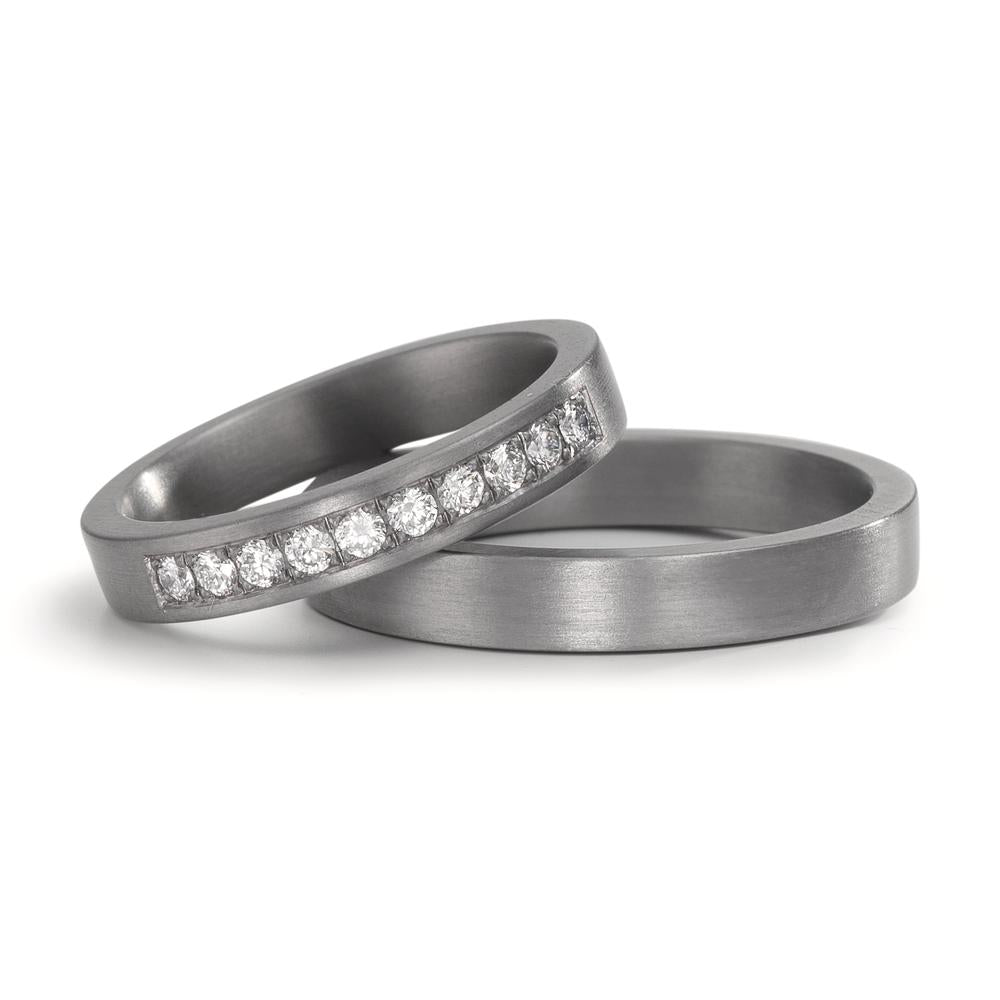 Partnerring 999 Tantal Diamant Lab Grown 0.25 ct, 10 Steine, tw-vsi