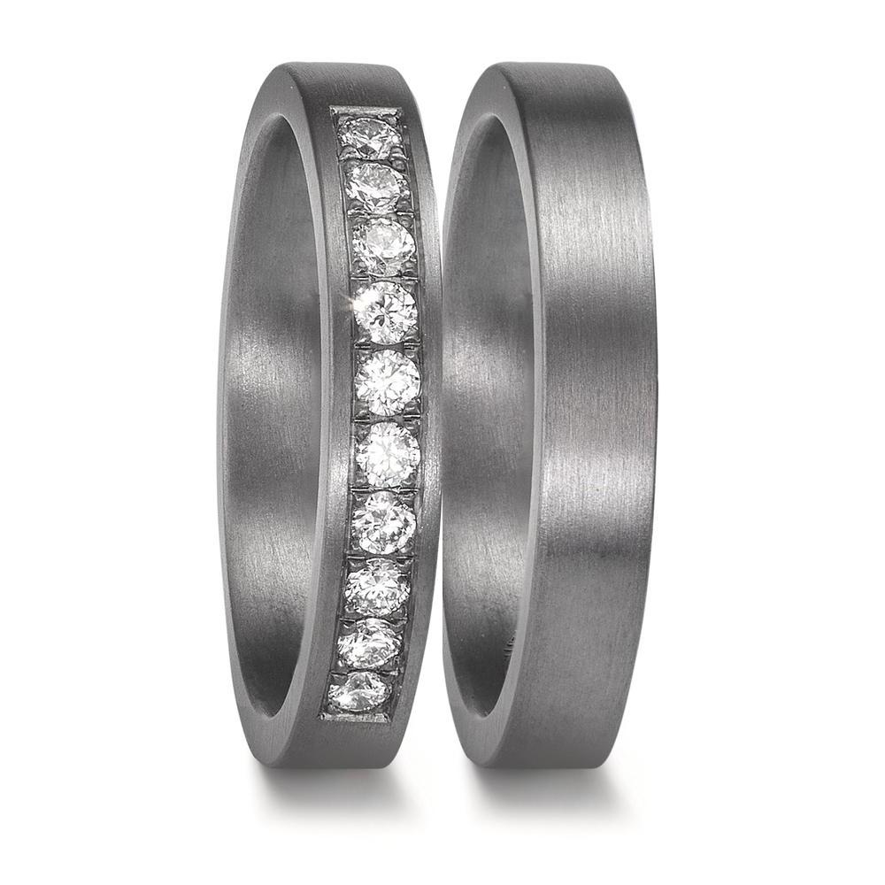 Partnerring 999 Tantal Diamant Lab Grown 0.25 ct, 10 Steine, tw-vsi