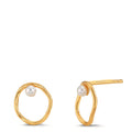 Ohrstecker Silber gelb vergoldet Süsswasserzuchtperle weiss, 2 Perlen, 3 mm Ø11 mm