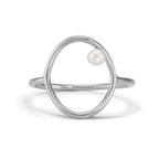 Fingerring Silber Süsswasserzuchtperle weiss, 3 mm Ø14 mm