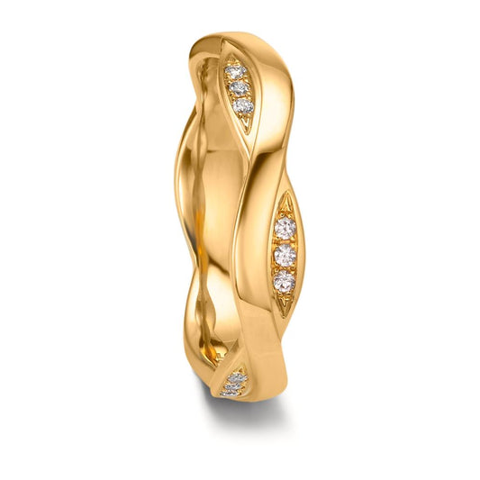 Partnerring 750/18 K Gelbgold Diamant 0.09 ct, 18 Steine, tw-vsi