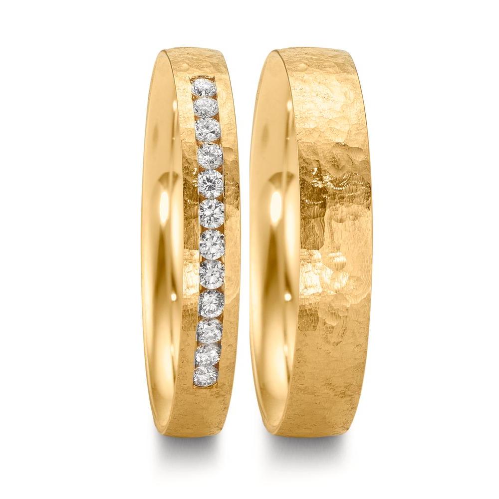 Partnerring 750/18 K Gelbgold Diamant 0.18 ct, 12 Steine, w-si
