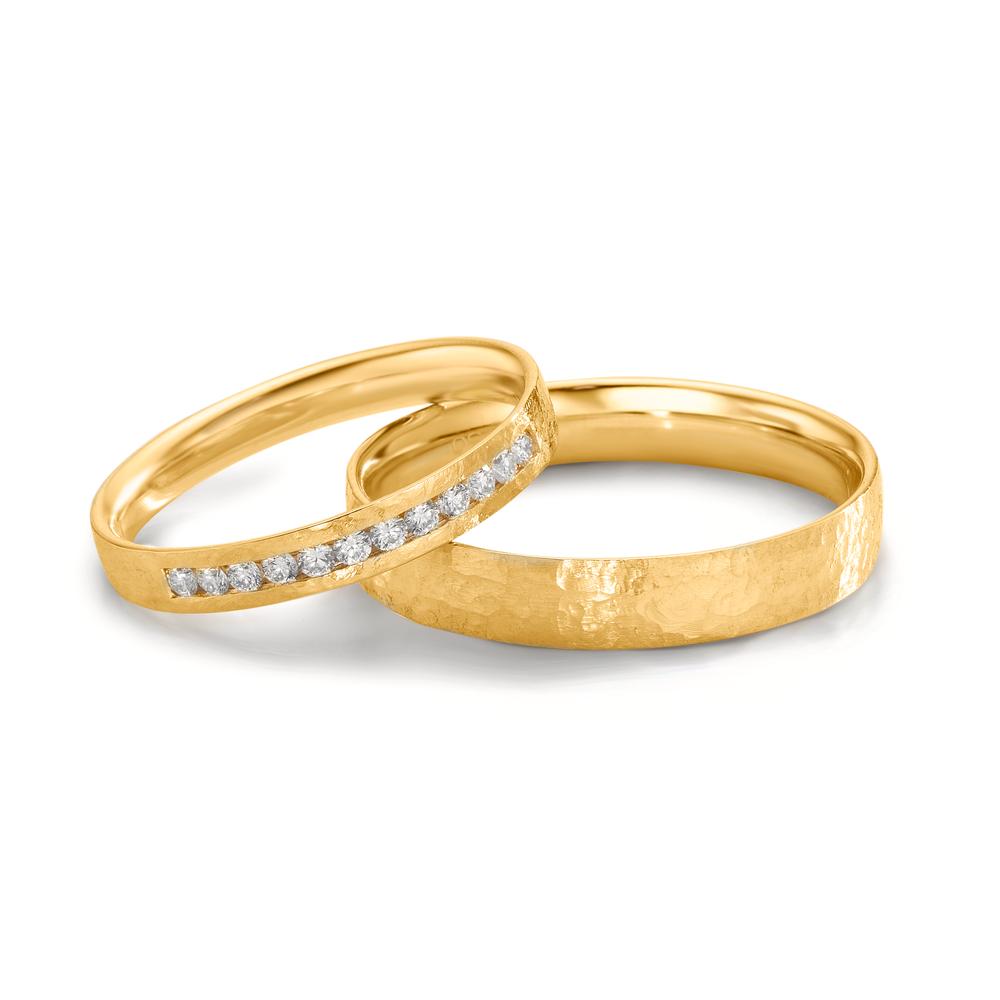 Partnerring 750/18 K Gelbgold Diamant 0.18 ct, 12 Steine, w-si