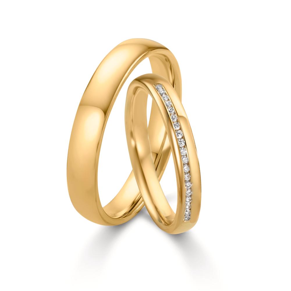 Partnerring 750/18 K Gelbgold Diamanten 0.095 ct, w-si