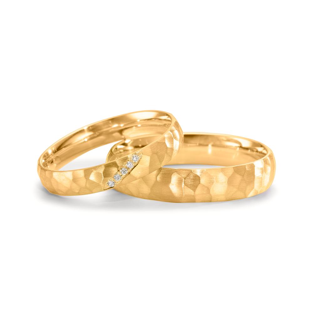 Partnerring 750/18 K Gelbgold Diamant 0.02 ct, 4 Steine, w-si