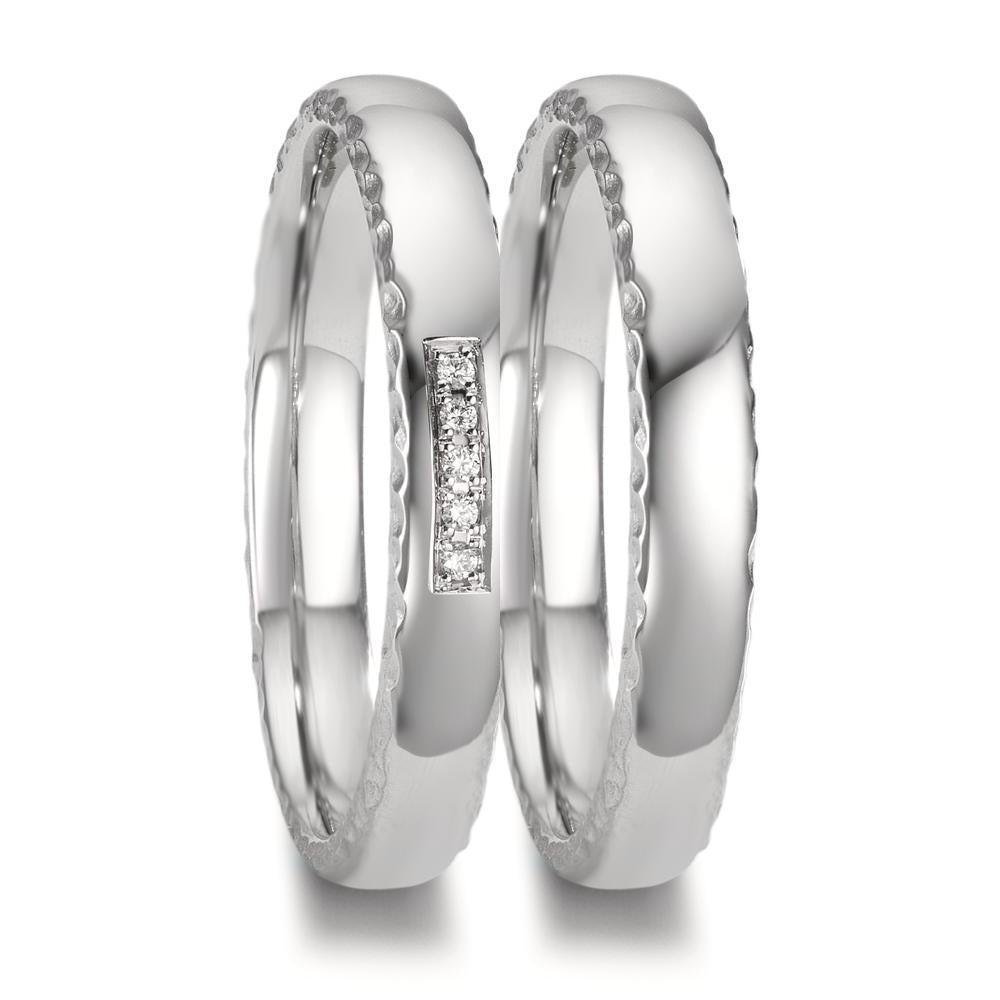 Partnerring 950 Platin Diamant 0.02 ct, 5 Steine, w-si