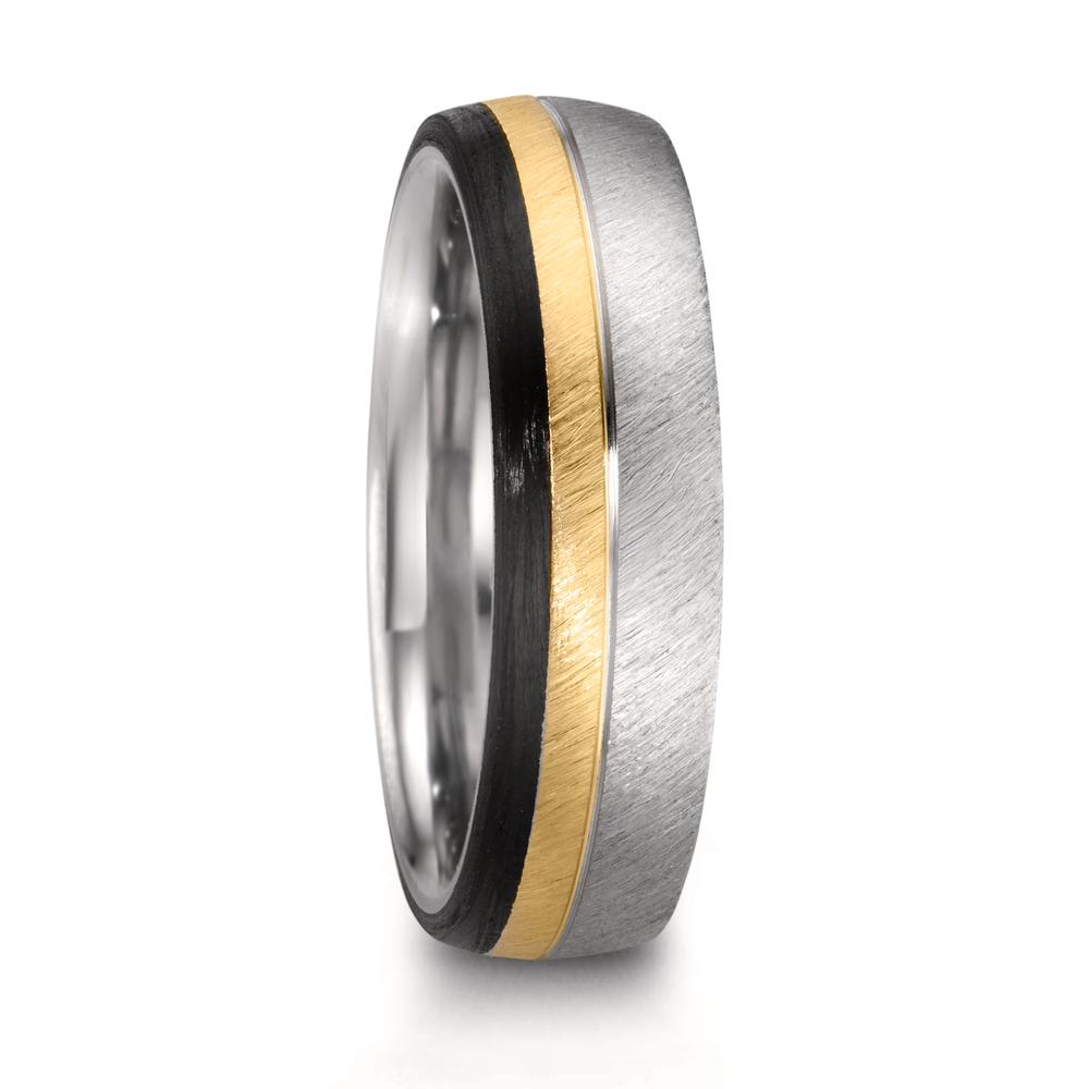 Partnerring Edelstahl, 375/9 K Rosegold, Carbon