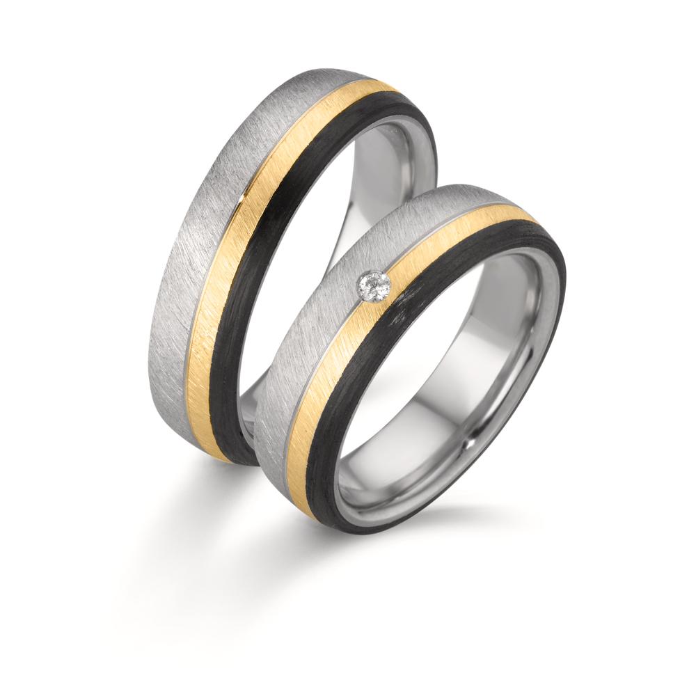 Partnerring Edelstahl, 375/9 K Rosegold, Carbon